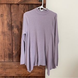 t.la Anthropologie Medium Purple Sloane Waffle Knit Thermal Mock Neck Tunic Top
